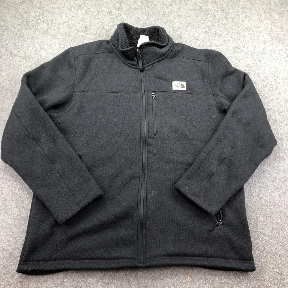 The North Face Jacket Mens XL Black Fleece Full Zip Pockets Outdoor Hiking Warm